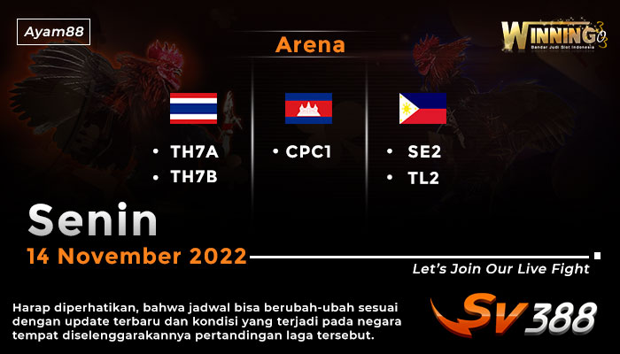 Jadwal Resmi Live Sabung Ayam SV388 14 November 2022