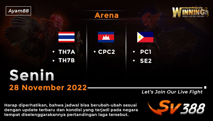 Jadwal Resmi Live Sabung Ayam SV388 28 November 2022